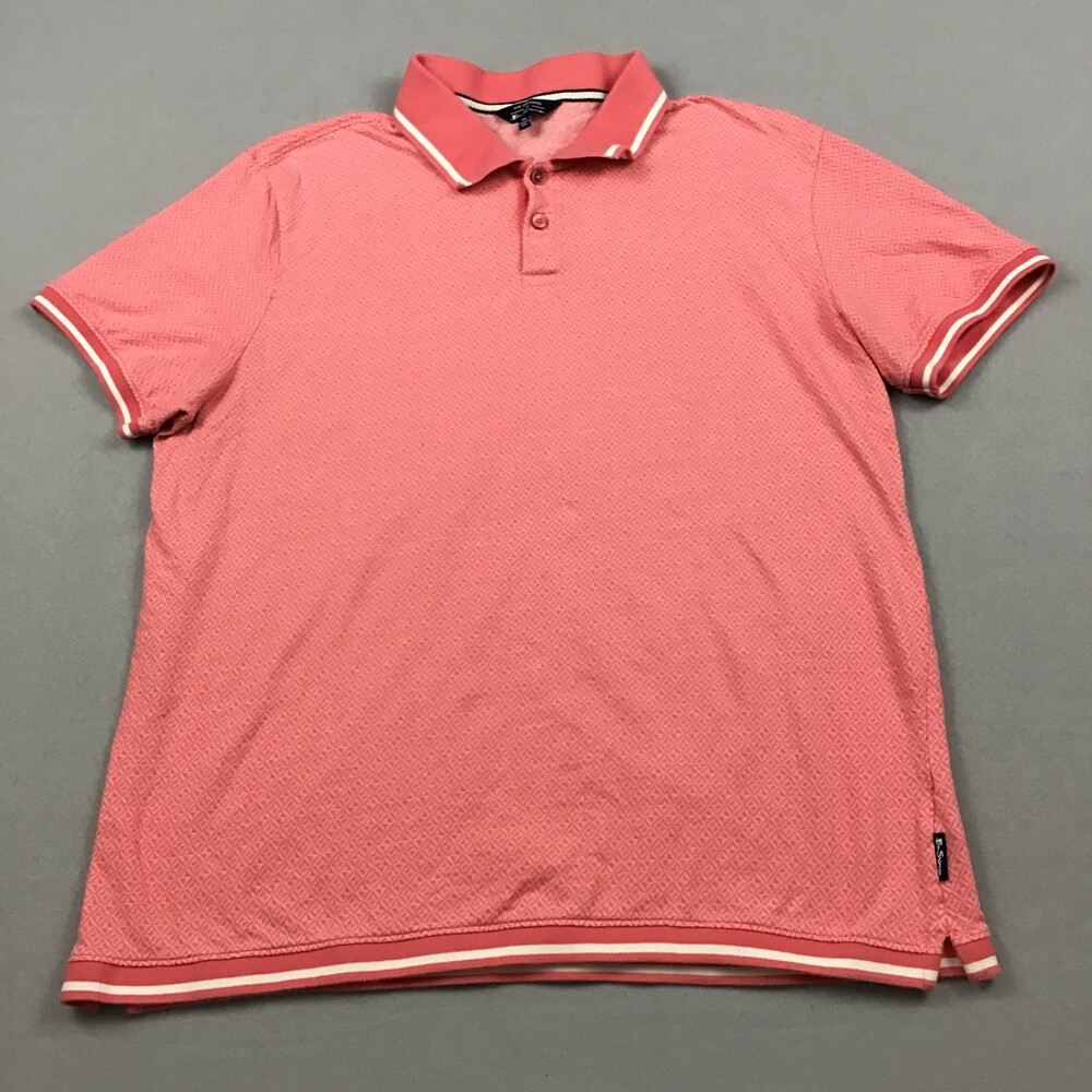 Ben Sherman Polo Shirt Men Extra Large Pink Geometric Logo Embroidery Golf XL